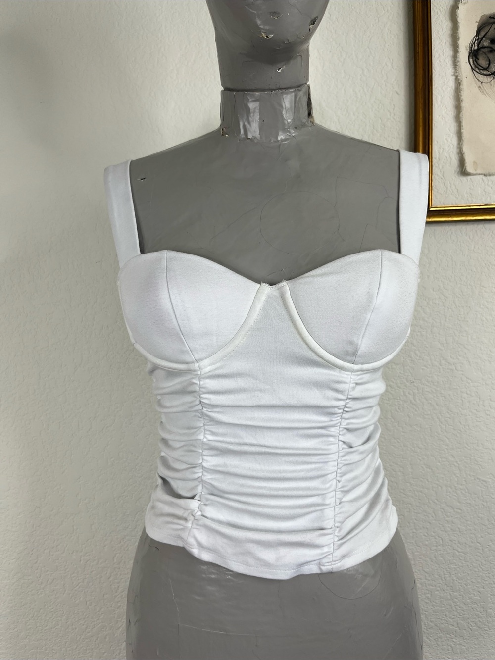 Reformation Linnea Bustier Ruched Sweetheart Knit Top Adjustable Straps Tank